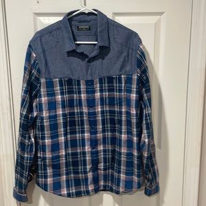 Brand:Express Size:L Color:Blue (Striped button up)